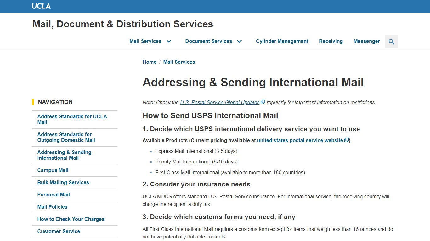 Addressing & Sending International Mail | Mail, Document & Distribution ...